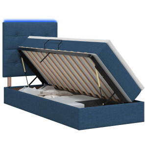 vidaXL LED Opslagbed met Matras Blauw 100 x 200 cm Stof