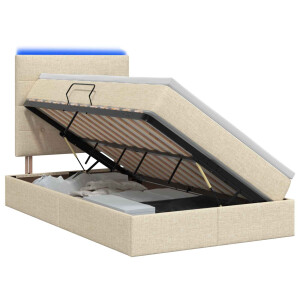 vidaXL LED Opslagbed met Matras Crèmekleurig 120 x 190 cm Stof