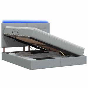 vidaXL LED Opslagbed met Matras Lichtgrijs 140 x 190 cm Stof