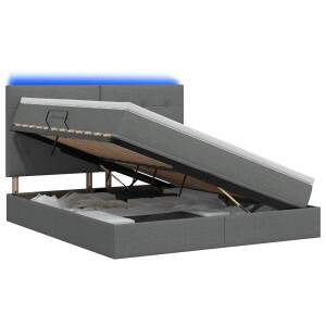 vidaXL LED Opslagbed met Matras Donkergrijs 160 x 200 cm Stof
