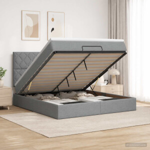 vidaXL Ottoman bed met matras Lichtgrijs 140 x 190 cm Stof