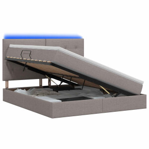 vidaXL LED Opslagbed met Matras Taupe 180 x 200 cm Stof
