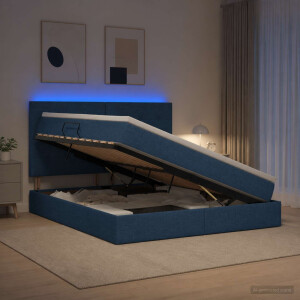 vidaXL LED Opslagbed met Matras Blauw 180 x 200 cm Stof