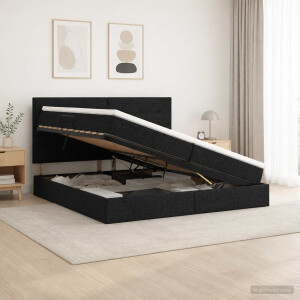vidaXL LED Opslagbed met Matras Zwart 200 x 200 cm Stof