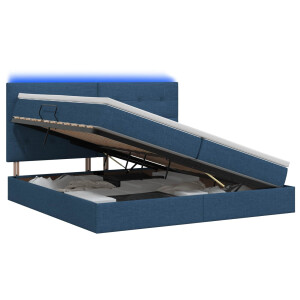 vidaXL LED Opslagbed met Matras Blauw 200 x 200 cm Stof