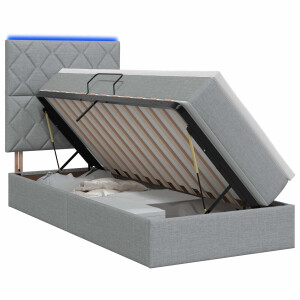 vidaXL LED Opslagbed met Matras Lichtgrijs 100 x 200 cm Stof