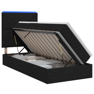 vidaXL LED Opslagbed met Matras Zwart 100 x 200 cm Stof