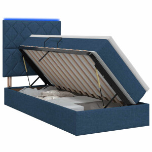 vidaXL LED Opslagbed met Matras Blauw 100 x 200 cm Stof