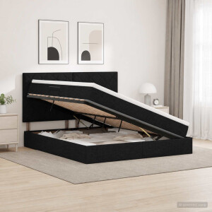vidaXL LED Opslagbed met Matras Zwart 140 x 190 cm Stof