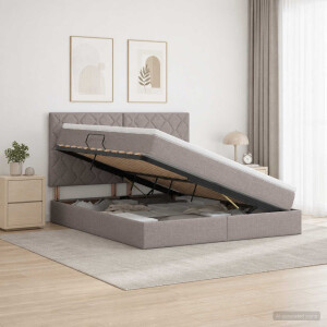 vidaXL Opslag bed met matras met hoofdeinde Taupe 180 x 200 cm Stof