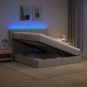 vidaXL LED Opslagbed met Matras Taupe 160 x 200 cm Stof