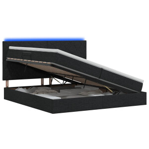 vidaXL LED Opslagbed met Matras Zwart 200 x 200 cm Stof