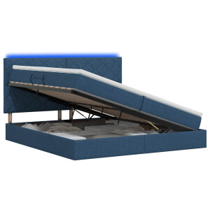 vidaXL LED Opslagbed met Matras Blauw 200 x 200 cm Stof