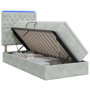 vidaXL LED Opslagbed met Matras Lichtgrijs 100 x 200 cm Fluweel