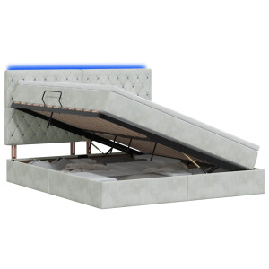 vidaXL LED Opslagbed met Matras Lichtgrijs 140 x 200 cm Fluweel