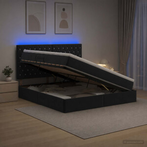 vidaXL LED Opslagbed met Matras Zwart 180 x 200 cm Fluweel