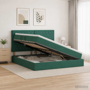 vidaXL Opslag bed met matras Donkergroen 180 x 200 cm Fluweel