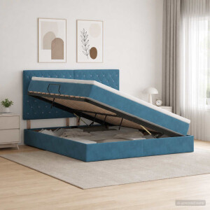 vidaXL Opslag bed met matras Donkerblauw 160 x 200 cm Fluweel