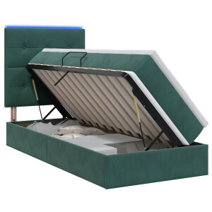 vidaXL LED Opslagbed met Matras Donkergroen 90 x 190 cm Fluweel