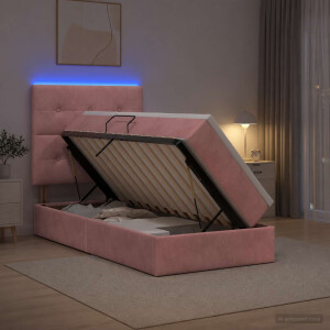 vidaXL LED Opslagbed met Matras Roze 90 x 190 cm Fluweel