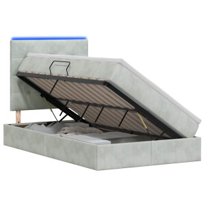 vidaXL LED Opslagbed met Matras Lichtgrijs 120 x 200 cm Fluweel
