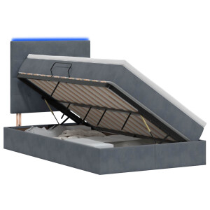 vidaXL LED Opslagbed met Matras Donkergrijs 120 x 200 cm Fluweel
