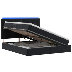vidaXL LED Opslagbed met Matras Zwart 140 x 190 cm Fluweel