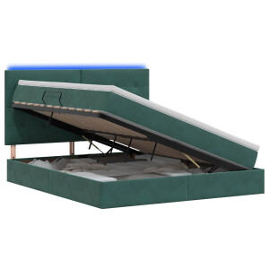vidaXL LED Opslagbed met Matras Donkergroen 140 x 200 cm Fluweel