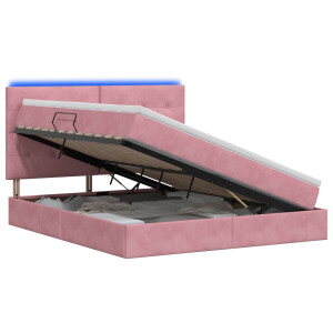 vidaXL LED Opslagbed met Matras Roze 160 x 200 cm Fluweel