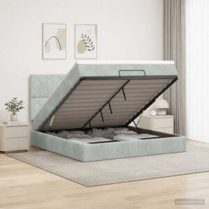 vidaXL Ottoman bed met matras Lichtgrijs 180 x 200 cm Fluweel