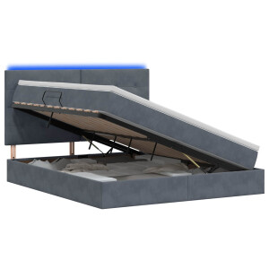 vidaXL LED Opslagbed met Matras Donkergrijs 180 x 200 cm Fluweel