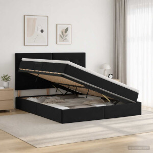 vidaXL LED Opslagbed met Matras Zwart 160 x 200 cm Fluweel