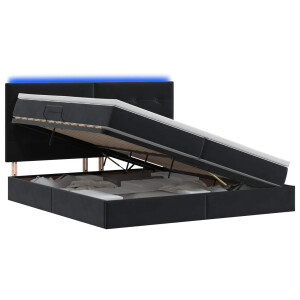 vidaXL LED Opslagbed met Matras Zwart 200 x 200 cm Fluweel