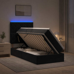 vidaXL LED Opslagbed met Matras Zwart 90 x 200 cm Fluweel
