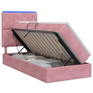 vidaXL LED Opslagbed met Matras Roze 90 x 200 cm Fluweel