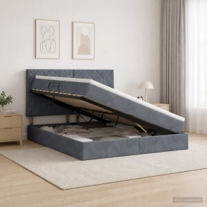 vidaXL Opslag bed met matras Donkergrijs 160 x 200 cm Fluweel