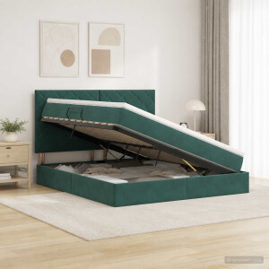 vidaXL Opslag bed met matras Donkergroen 160 x 200 cm Fluweel