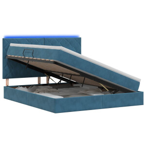 vidaXL LED Opslagbed met Matras Donkerblauw 180 x 200 cm Fluweel