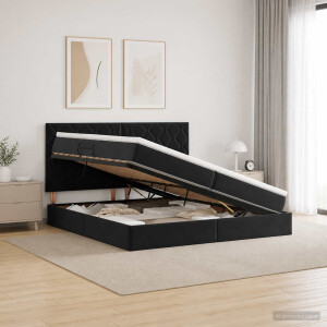 vidaXL LED Opslagbed met Matras Zwart 200 x 200 cm Fluweel