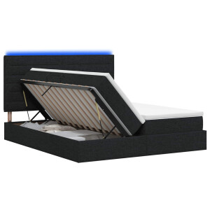 vidaXL LED Opslagbed met Matras Zwart 180 x 200 cm Stof
