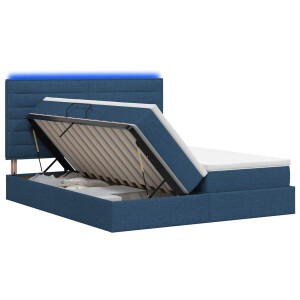 vidaXL LED Opslagbed met Matras Blauw 180 x 200 cm Stof