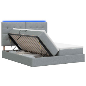 vidaXL LED Opslagbed met Matras Lichtgrijs 180 x 200 cm Stof