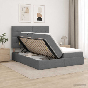 vidaXL Opslag bed met hoofdeinde Donkergrijs 180 x 200 cm Stof