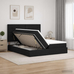 vidaXL LED Opslagbed met Matras Zwart 200 x 200 cm Stof