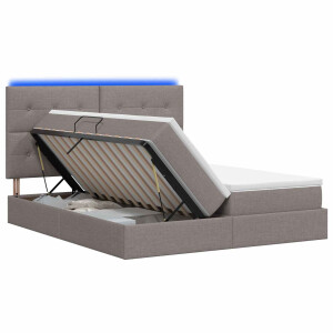 vidaXL LED Opslagbed met Matras Taupe 180 x 200 cm Stof