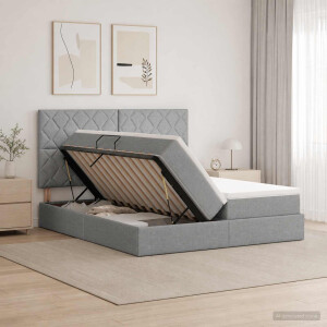 vidaXL LED Opslagbed met Matras Lichtgrijs 180 x 200 cm Stof