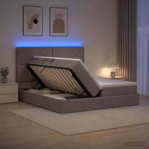 vidaXL LED Opslagbed met Matras Taupe 180 x 200 cm Stof
