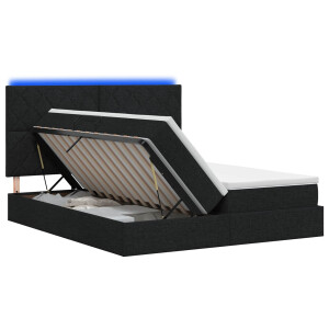 vidaXL LED Opslagbed met Matras Zwart 200 x 200 cm Stof