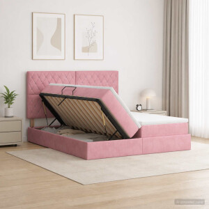 vidaXL Opslag bed met hoofdeinde met opslag Roze 180 x 200 cm Fluweel