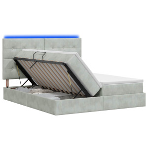 vidaXL LED Opslagbed met Matras Lichtgrijs 180 x 200 cm Fluweel